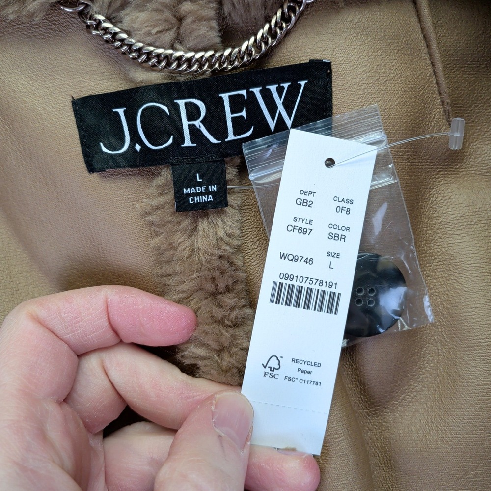 J Crew Faux Fur Peacoat Teddy‎ Coat Double Breast Warm Winter Jacket Women Large - Picture 4 of 10